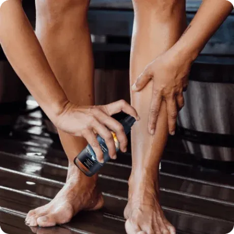 Applying spray after exercise